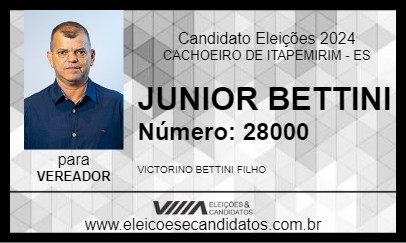 Candidato JUNIOR BETTINI 2024 - CACHOEIRO DE ITAPEMIRIM - Eleições