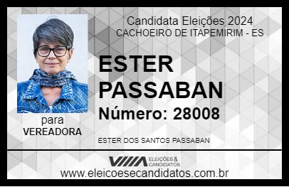 Candidato ESTER PASSABAN 2024 - CACHOEIRO DE ITAPEMIRIM - Eleições