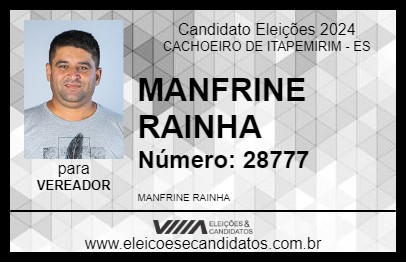 Candidato MANFRINE RAINHA 2024 - CACHOEIRO DE ITAPEMIRIM - Eleições