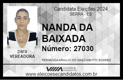 Candidato NANDA DA BAIXADA 2024 - SERRA - Eleições