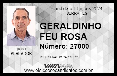 Candidato GERALDINHO FEU ROSA 2024 - SERRA - Eleições