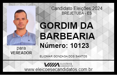 Candidato GORDIM DA BARBEARIA 2024 - BREJETUBA - Eleições