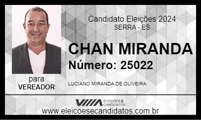 Candidato CHAN MIRANDA 2024 - SERRA - Eleições