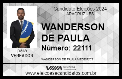 Candidato WANDERSON DE PAULA 2024 - ARACRUZ - Eleições