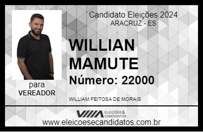 Candidato WILLIAN MAMUTE 2024 - ARACRUZ - Eleições