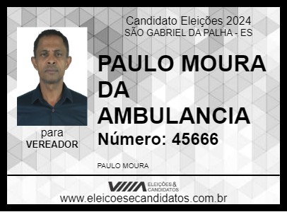 Candidato PAULO MOURA DA AMBULANCIA 2024 - SÃO GABRIEL DA PALHA - Eleições