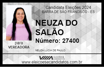 Candidato NEUZA DO SALÃO 2024 - BARRA DE SÃO FRANCISCO - Eleições