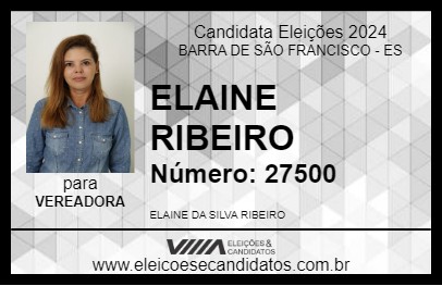 Candidato ELAINE RIBEIRO 2024 - BARRA DE SÃO FRANCISCO - Eleições