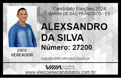 Candidato ALEXSANDRO DA SILVA 2024 - BARRA DE SÃO FRANCISCO - Eleições