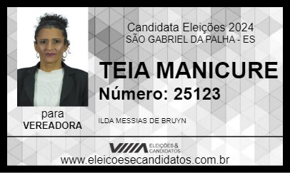 Candidato TEIA MANICURE 2024 - SÃO GABRIEL DA PALHA - Eleições