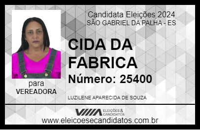 Candidato CIDA DA FABRICA 2024 - SÃO GABRIEL DA PALHA - Eleições