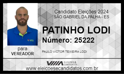 Candidato PATINHO LODI 2024 - SÃO GABRIEL DA PALHA - Eleições