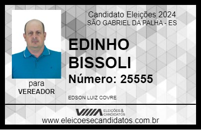 Candidato EDINHO BISSOLI 2024 - SÃO GABRIEL DA PALHA - Eleições