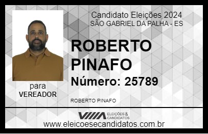 Candidato ROBERTO PINAFO 2024 - SÃO GABRIEL DA PALHA - Eleições