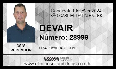 Candidato DEVAIR 2024 - SÃO GABRIEL DA PALHA - Eleições