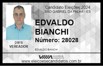 Candidato EDVALDO BIANCHI 2024 - SÃO GABRIEL DA PALHA - Eleições