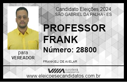 Candidato PROFESSOR FRANK 2024 - SÃO GABRIEL DA PALHA - Eleições