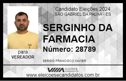 Candidato SERGINHO DA FARMACIA 2024 - SÃO GABRIEL DA PALHA - Eleições