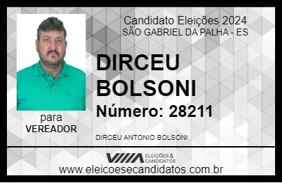 Candidato DIRCEU BOLSONI 2024 - SÃO GABRIEL DA PALHA - Eleições