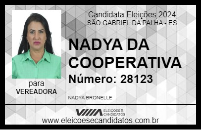 Candidato NADYA DA COOPERATIVA 2024 - SÃO GABRIEL DA PALHA - Eleições