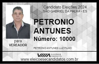 Candidato PETRONIO ANTUNES 2024 - SÃO GABRIEL DA PALHA - Eleições