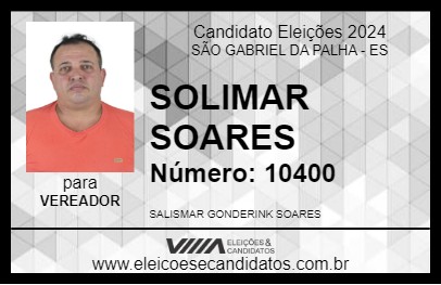 Candidato SOLIMAR SOARES 2024 - SÃO GABRIEL DA PALHA - Eleições