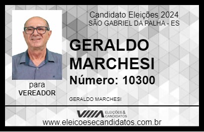 Candidato GERALDO MARCHESI 2024 - SÃO GABRIEL DA PALHA - Eleições