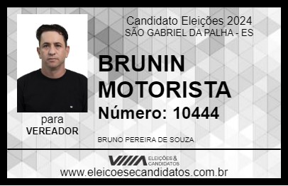 Candidato BRUNIN MOTORISTA 2024 - SÃO GABRIEL DA PALHA - Eleições