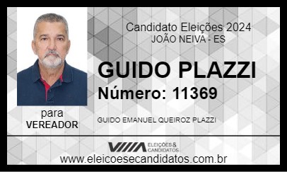 Candidato GUIDO PLAZZI 2024 - JOÃO NEIVA - Eleições