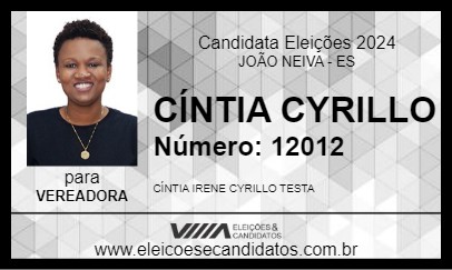 Candidato CÍNTIA CYRILLO 2024 - JOÃO NEIVA - Eleições