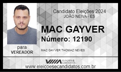 Candidato MAC GAYVER 2024 - JOÃO NEIVA - Eleições