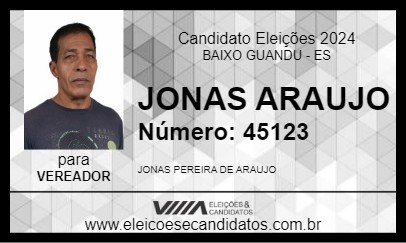 Candidato JONAS ARAUJO 2024 - BAIXO GUANDU - Eleições