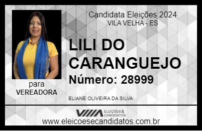 Candidato LILI DO CARANGUEJO 2024 - VILA VELHA - Eleições