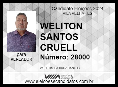 Candidato WELITON SANTOS CRUELL 2024 - VILA VELHA - Eleições