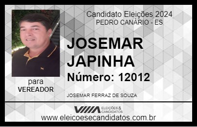 Candidato JOSEMAR JAPINHA 2024 - PEDRO CANÁRIO - Eleições