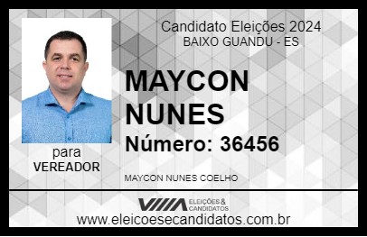 Candidato MAYCON NUNES 2024 - BAIXO GUANDU - Eleições