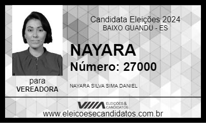 Candidato NAYARA SIMA 2024 - BAIXO GUANDU - Eleições