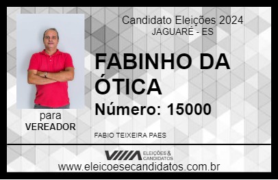 Candidato FABINHO DA ÓTICA 2024 - JAGUARÉ - Eleições