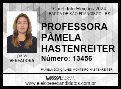 Candidato PROFESSORA PÂMELA HASTENREITER 2024 - BARRA DE SÃO FRANCISCO - Eleições