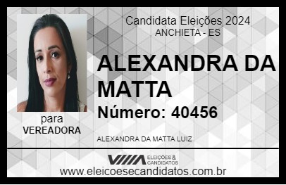 Candidato ALEXANDRA DA MATTA 2024 - ANCHIETA - Eleições