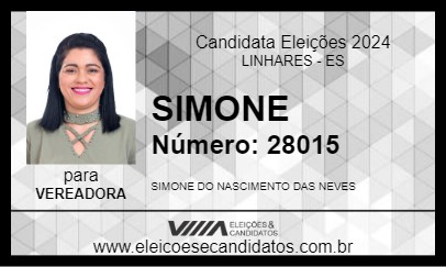 Candidato SIMONE 2024 - LINHARES - Eleições