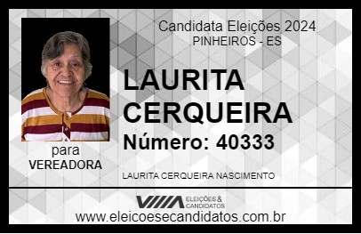 Candidato LAURITA CERQUEIRA 2024 - PINHEIROS - Eleições