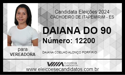 Candidato DAIANA DO 90 2024 - CACHOEIRO DE ITAPEMIRIM - Eleições