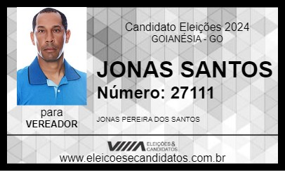 Candidato JONAS SANTOS 2024 - GOIANÉSIA - Eleições