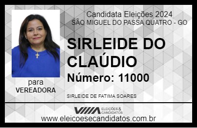 Candidato SIRLEIDE DO CLAÚDIO 2024 - SÃO MIGUEL DO PASSA QUATRO - Eleições