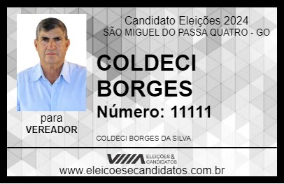 Candidato COLDECI BORGES 2024 - SÃO MIGUEL DO PASSA QUATRO - Eleições