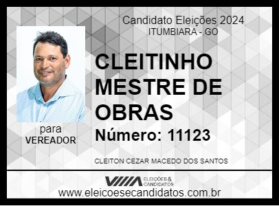 Candidato CLEITINHO MESTRE DE OBRAS 2024 - ITUMBIARA - Eleições