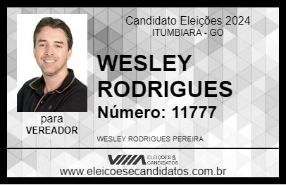 Candidato WESLEY RODRIGUES 2024 - ITUMBIARA - Eleições