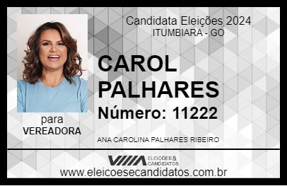 Candidato CAROL PALHARES 2024 - ITUMBIARA - Eleições