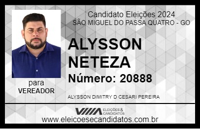 Candidato ALYSSON NETEZA 2024 - SÃO MIGUEL DO PASSA QUATRO - Eleições